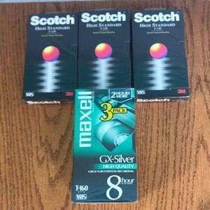 Scotch & Maxell set six VHS Recording tapes new in package high standard T-160
